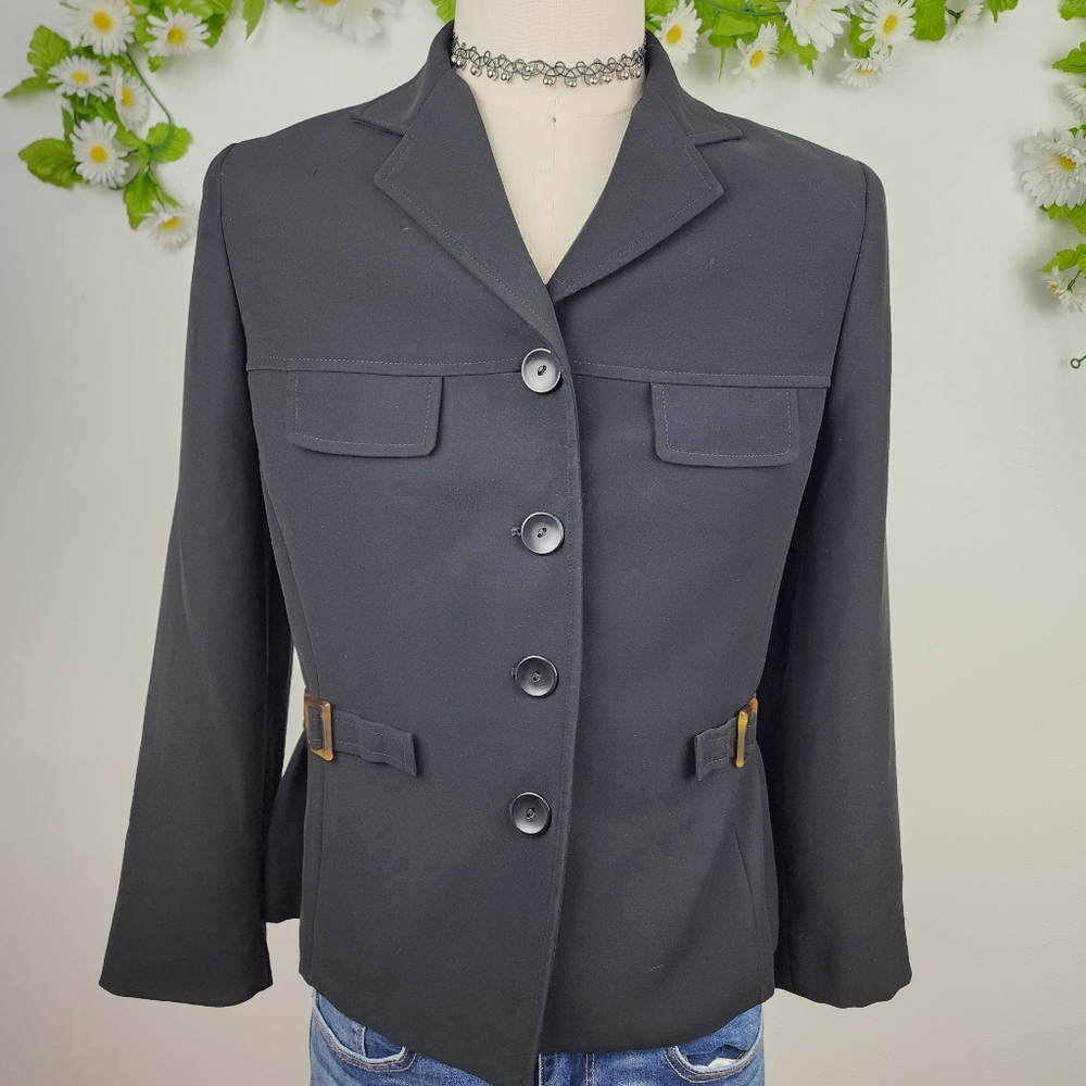 Alex Garfield Black Blazer - Side Tab Jacket - Tailored Fit Sz 8